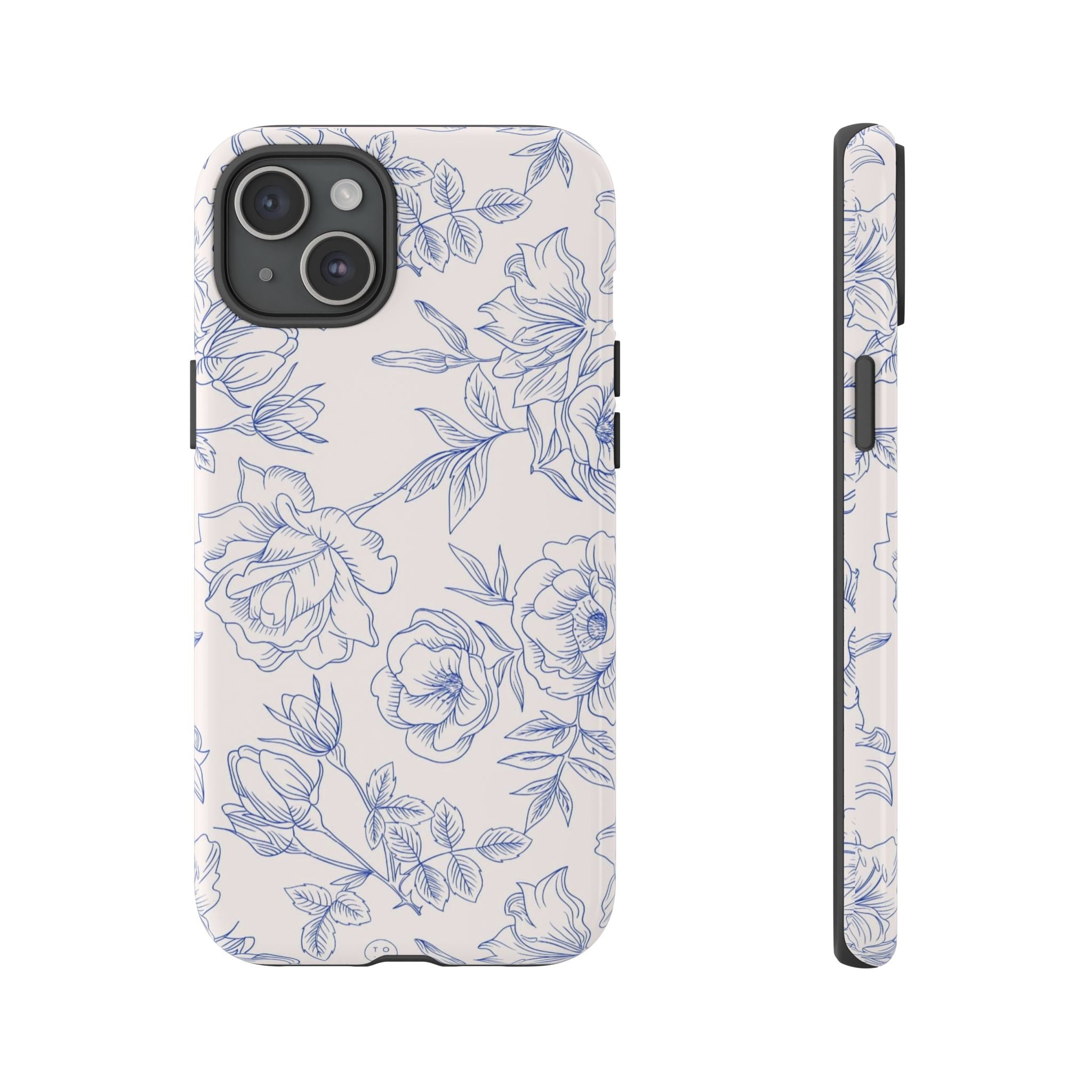Phone Case — Blue Floral Sketch Tough Protective Case