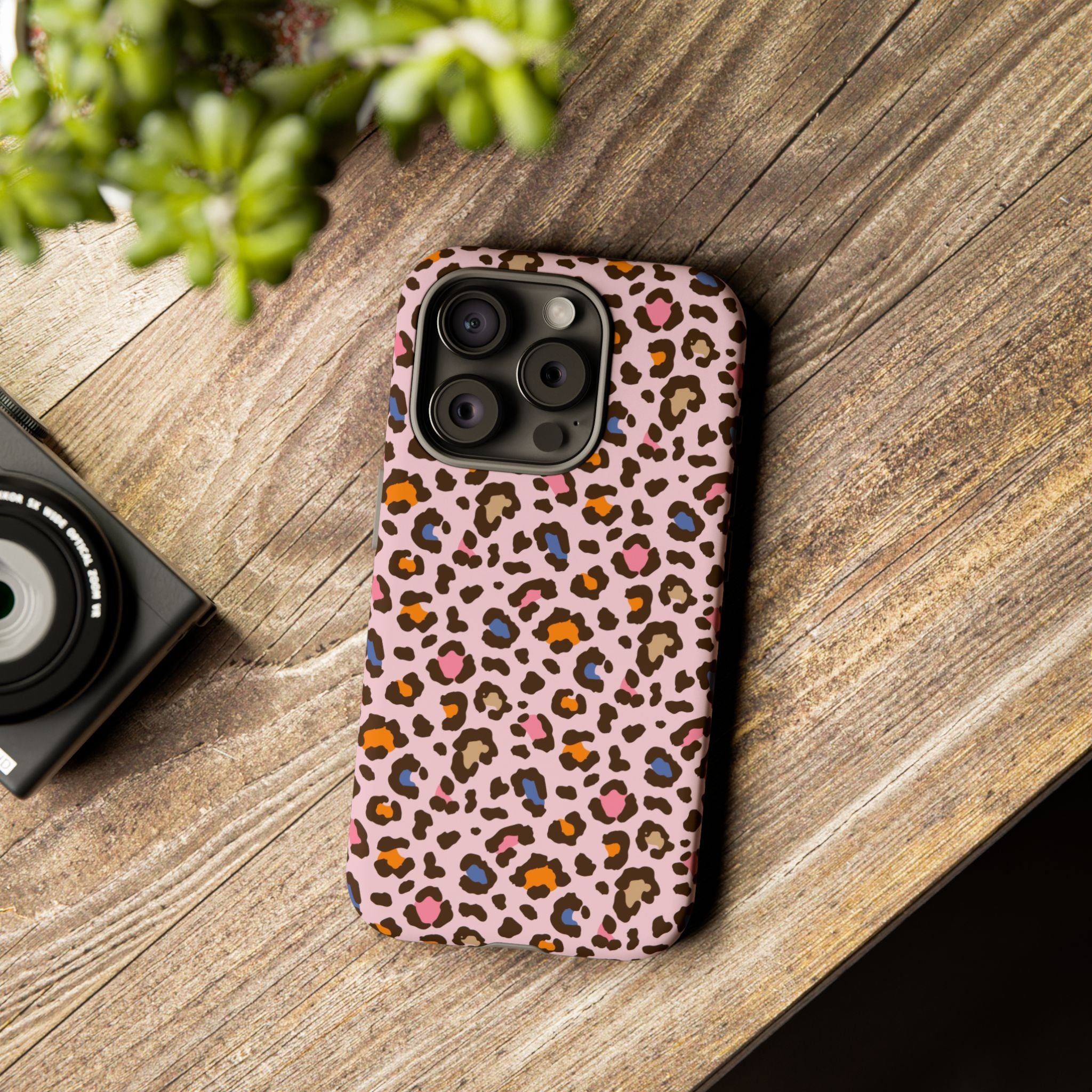 Pink Leopard Print Tough Phone Case — Durable Protective iPhone Cover