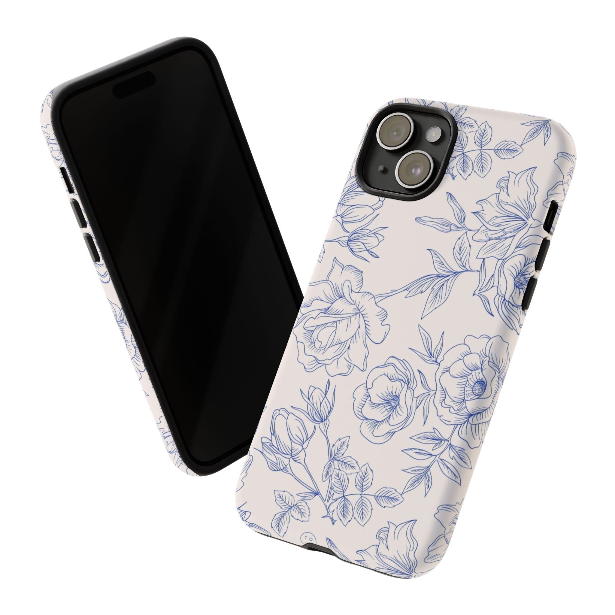 Phone Case — Blue Floral Sketch Tough Protective Case