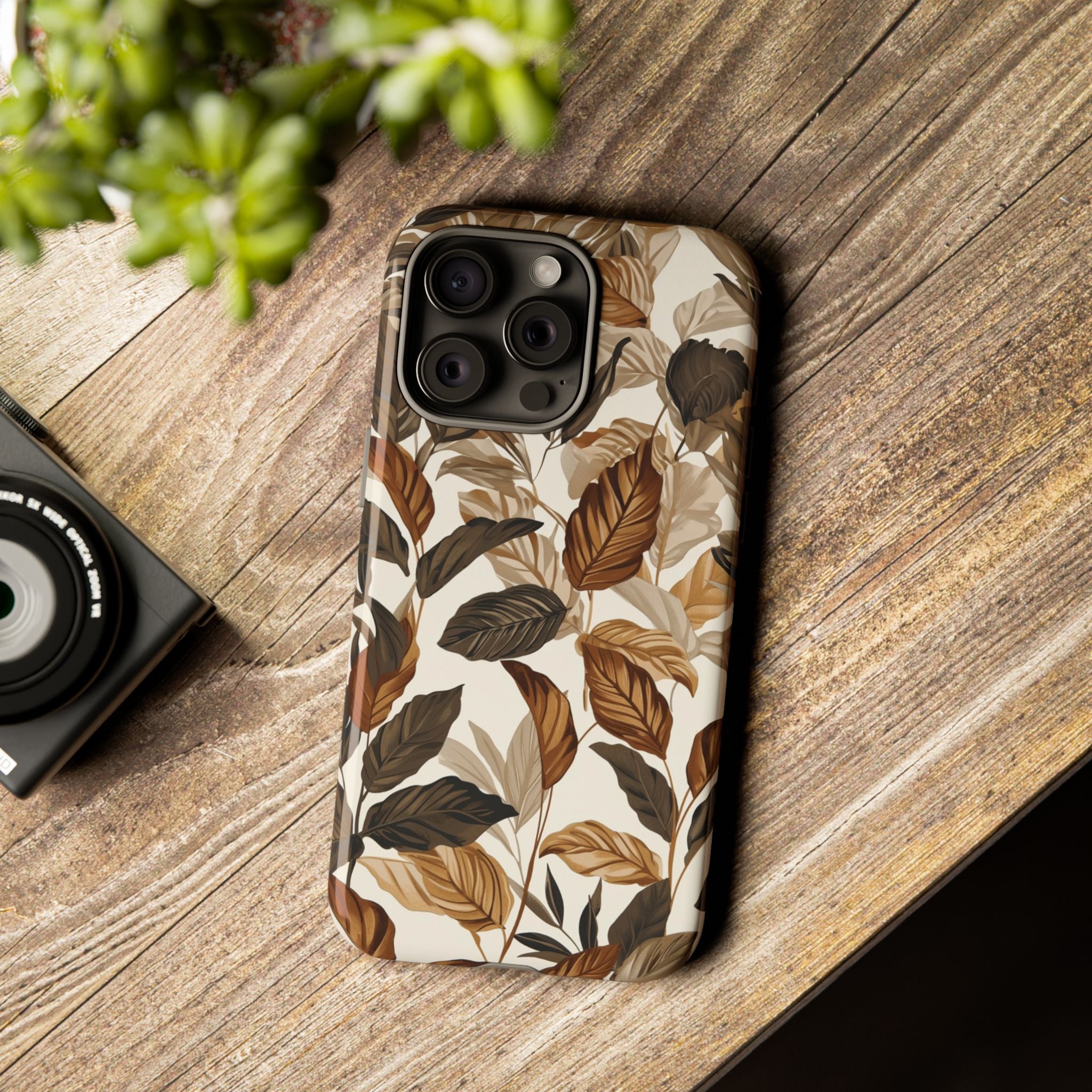 Autumn Leaves Phone Case — Brown Botanical Tough Case