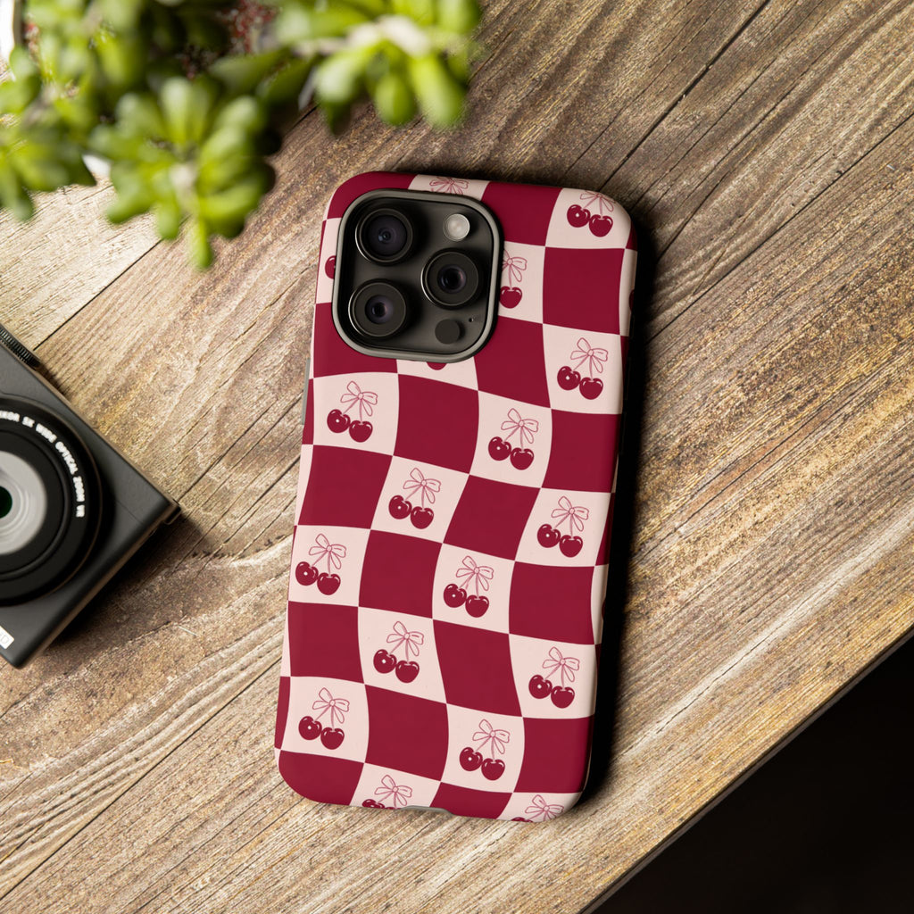 Cherry Checkerboard Tough Phone Case