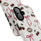 Cherry Bow Phone Case — Retro Cherry & Lips Pattern iPhone Cover