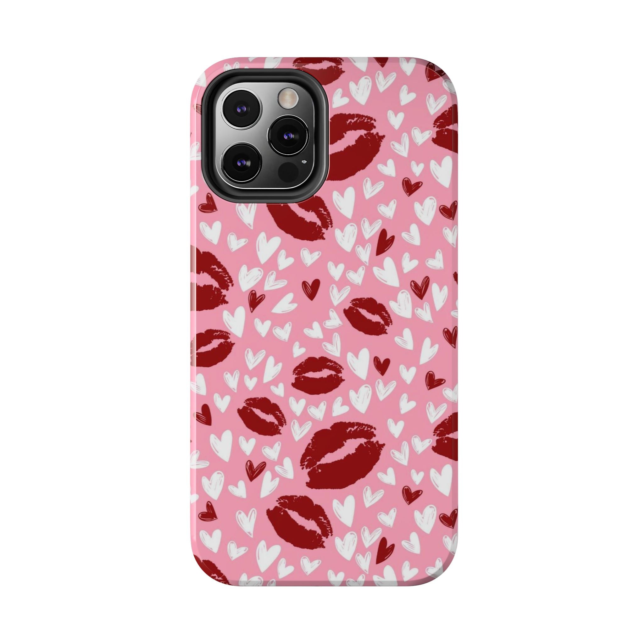 Pink Kiss Hearts Tough Phone Case — Cute Valentine Protective Phone Cover