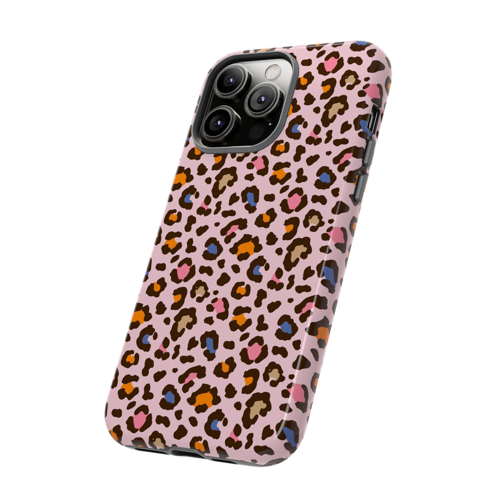 Pink Leopard Print Tough Phone Case — Durable Protective iPhone Cover