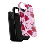 Strawberry Pattern Tough Phone Case — Pink Fruit Protective Cover