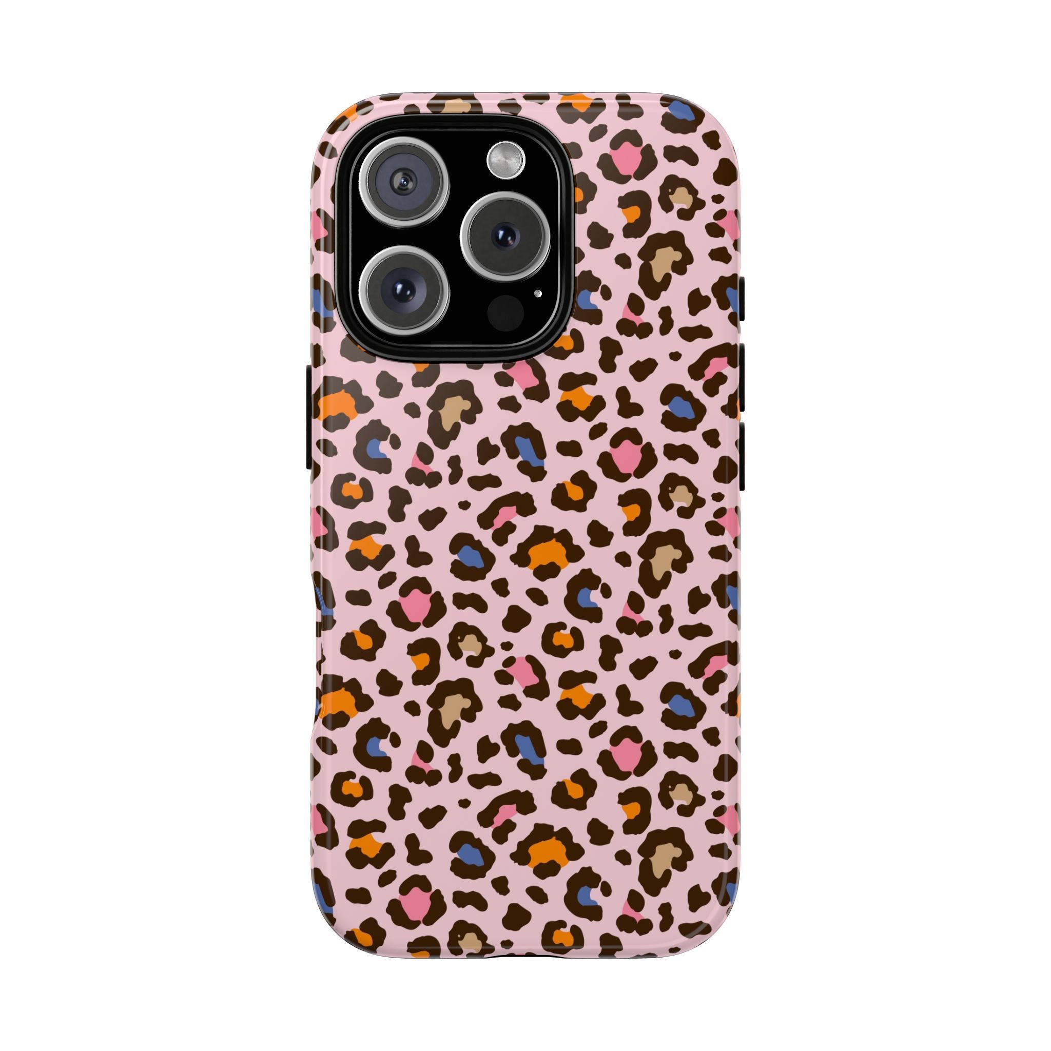 Pink Leopard Print Tough Phone Case — Durable Protective iPhone Cover