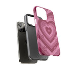 Pink Retro Heart Tough Phone Case – Star Accent Protective Cover
