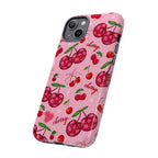 Cherry Pattern Tough Phone Case — Pink Cute Fruit iPhone Case with "cherry"
