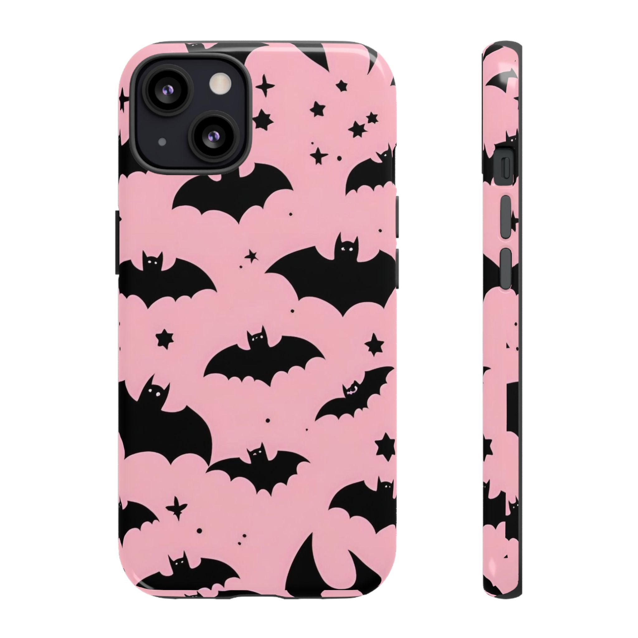Pink Bat Pattern Tough Phone Case — Cute Halloween Bat Wings Design