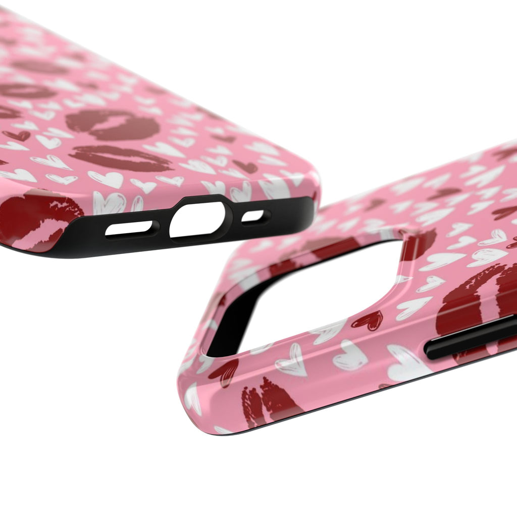 Pink Kiss Hearts Tough Phone Case — Cute Valentine Protective Phone Cover
