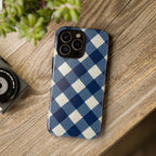 Blue Buffalo Plaid Tough Phone Case — Durable Protective iPhone Cover