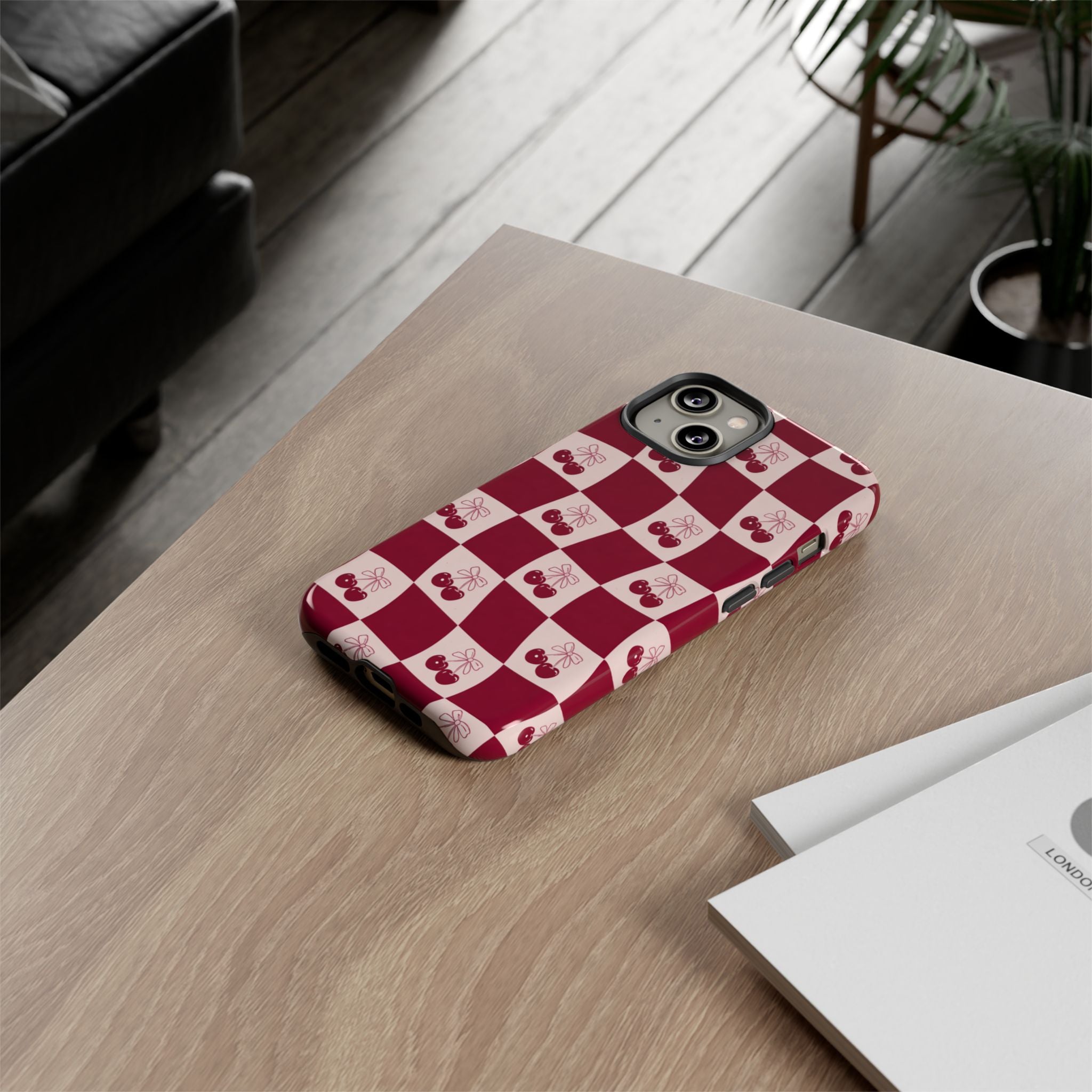 Cherry Checkerboard Tough Phone Case