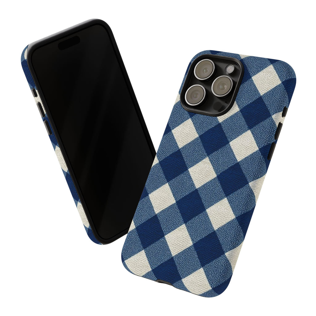 Blue Buffalo Plaid Tough Phone Case — Durable Protective iPhone Cover