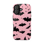 Pink Bat Pattern Tough Phone Case — Cute Halloween Bat Wings Design