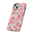Strawberry Pattern Phone Case – Cute Pink Fruit Protective Tough Case