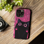 Cat Paw Pink Galaxy Phone Case — Cute Black Kitten iPhone Cover
