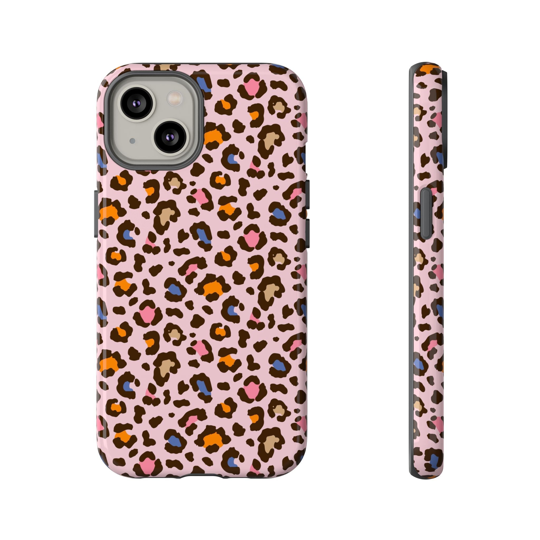 Pink Leopard Print Tough Phone Case — Durable Protective iPhone Cover