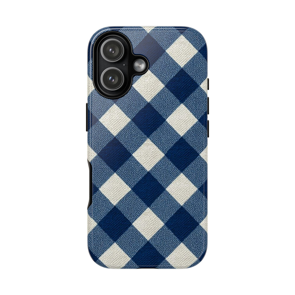 Blue Buffalo Plaid Tough Phone Case — Durable Protective iPhone Cover