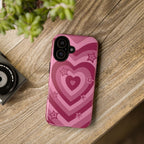 Pink Retro Heart Tough Phone Case – Star Accent Protective Cover