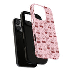 Cherry Pattern Phone Case — Cute Pink Cherries with Bows Durable Tough Case