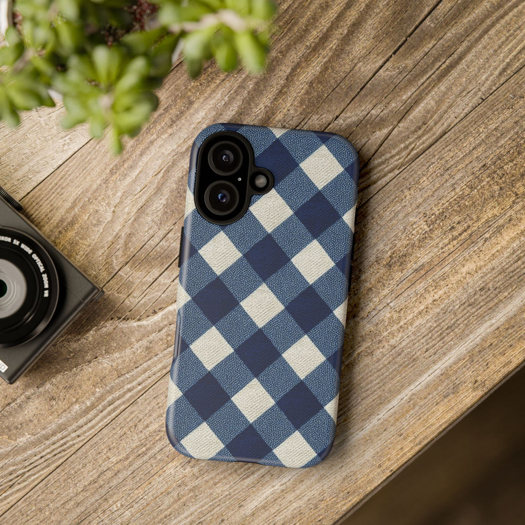 Blue Buffalo Plaid Tough Phone Case — Durable Protective iPhone Cover