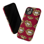Phone Case — Leopard Lips Pattern on Burgundy