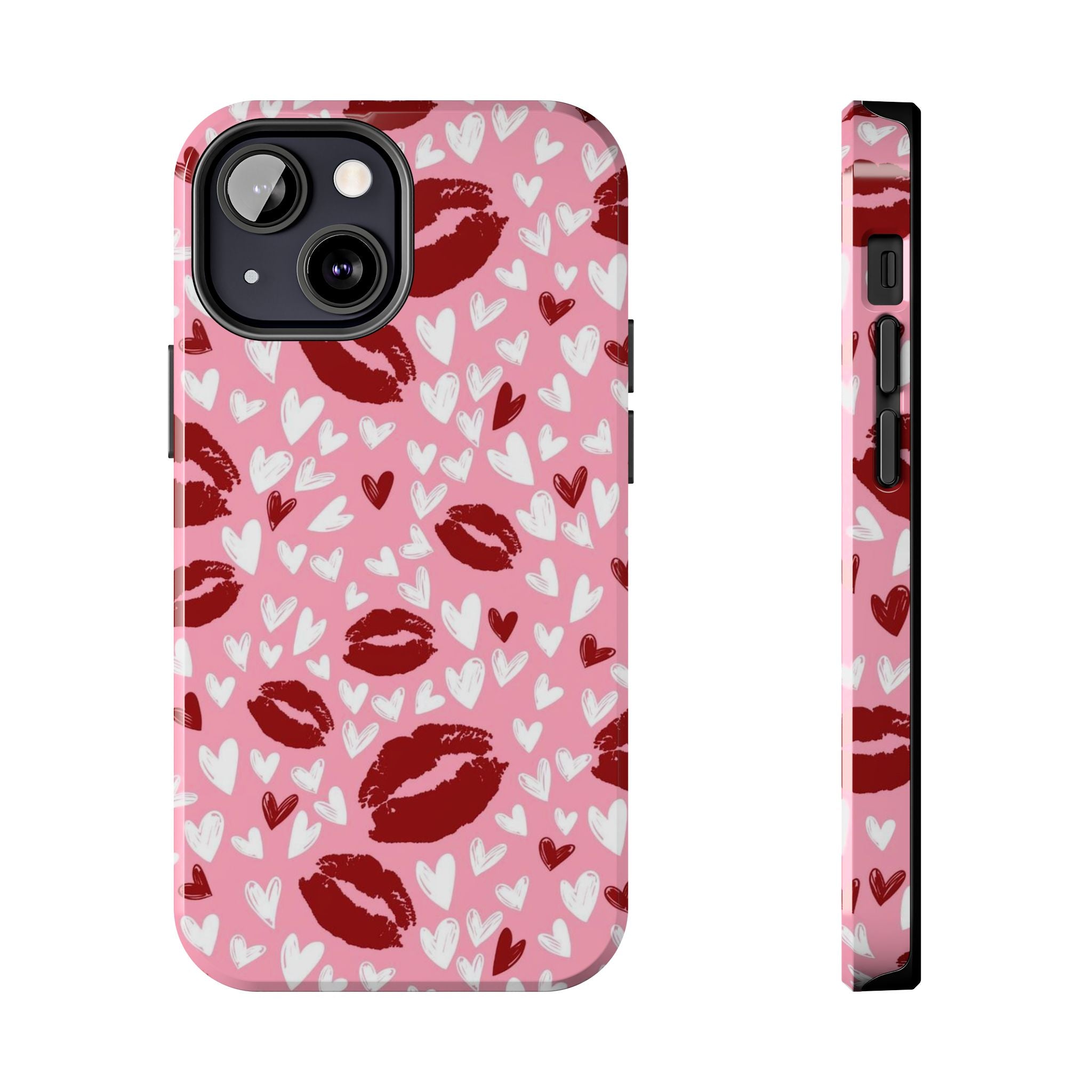 Pink Kiss Hearts Tough Phone Case — Cute Valentine Protective Phone Cover