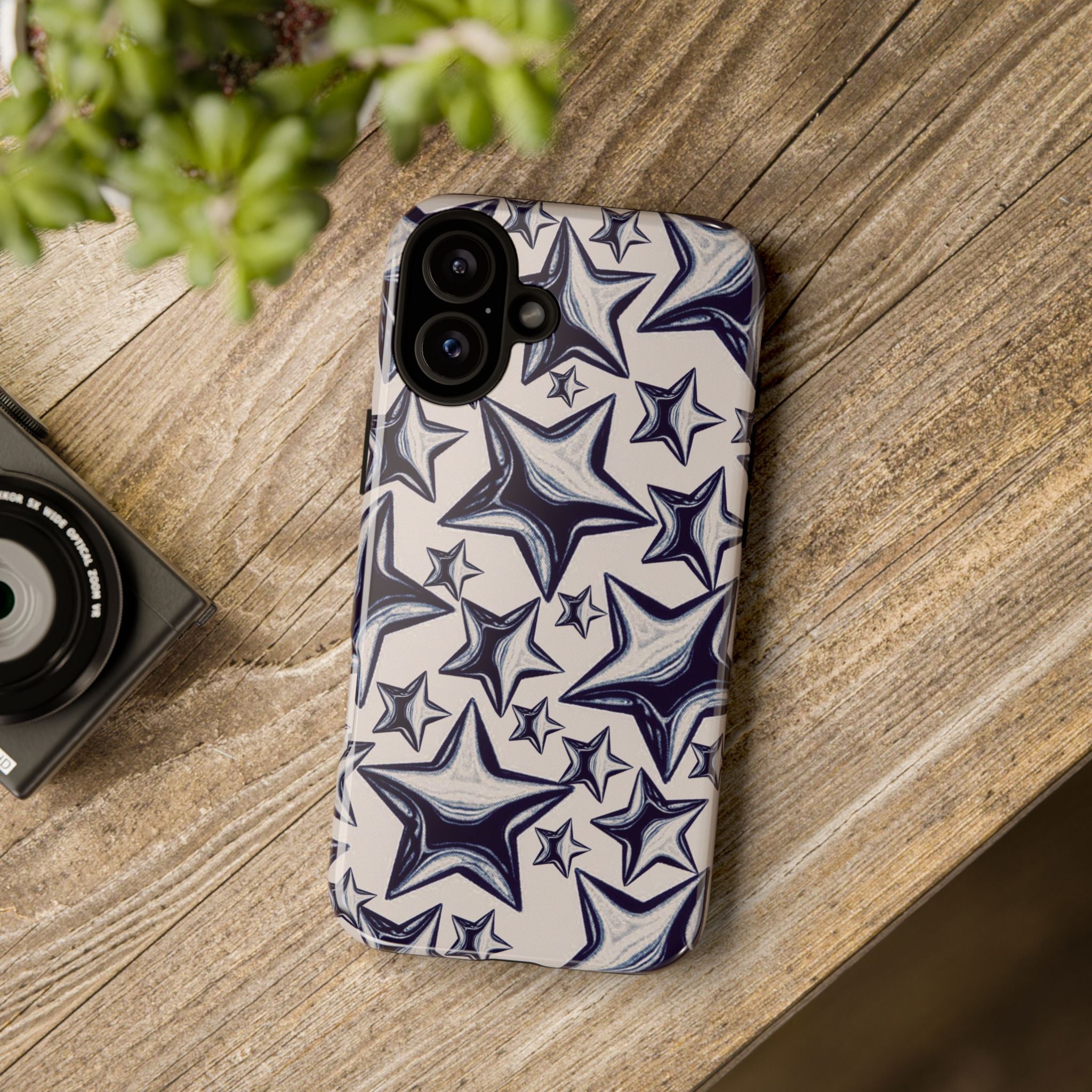 Star Sketch Tough Phone Case — Black & White Doodle Stars Protective Cover