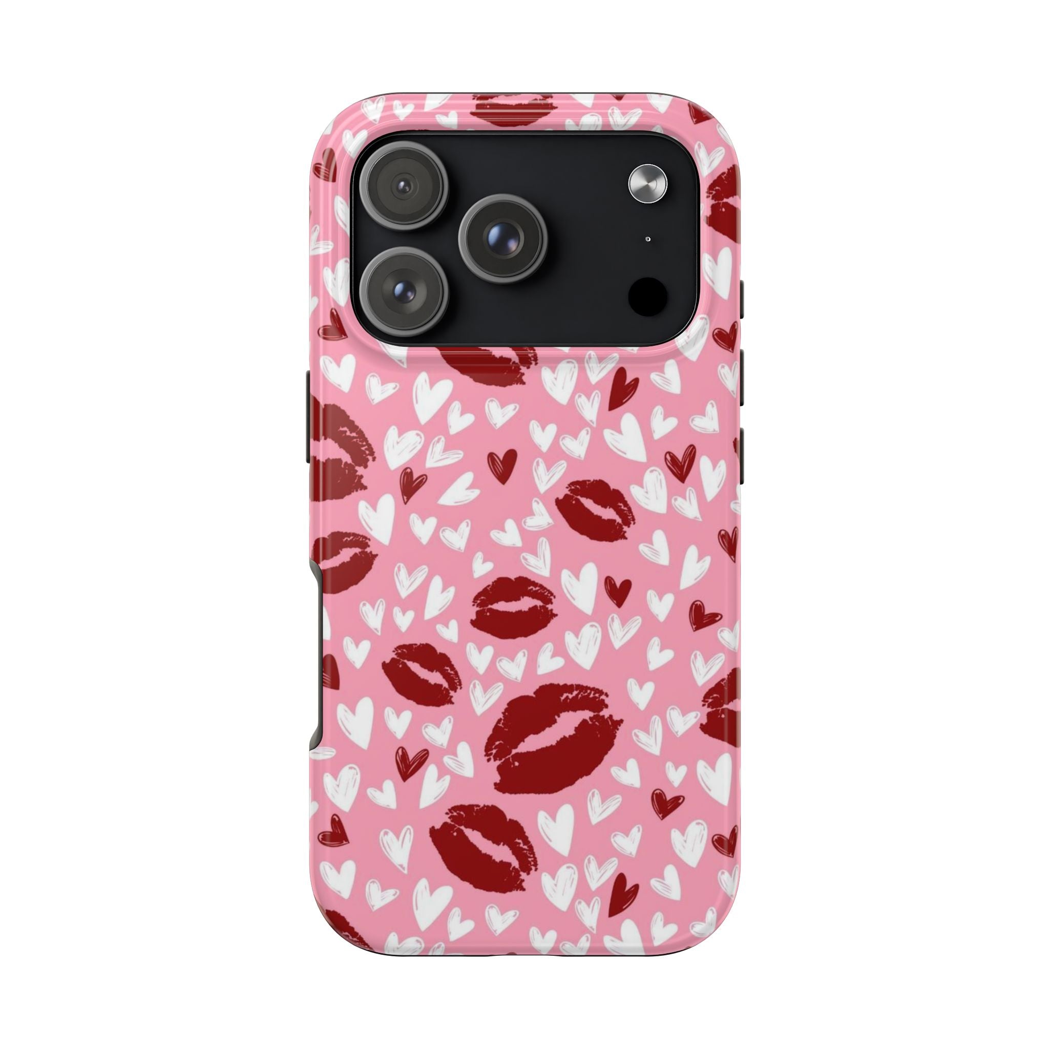 Pink Kiss Hearts Tough Phone Case — Cute Valentine Protective Phone Cover