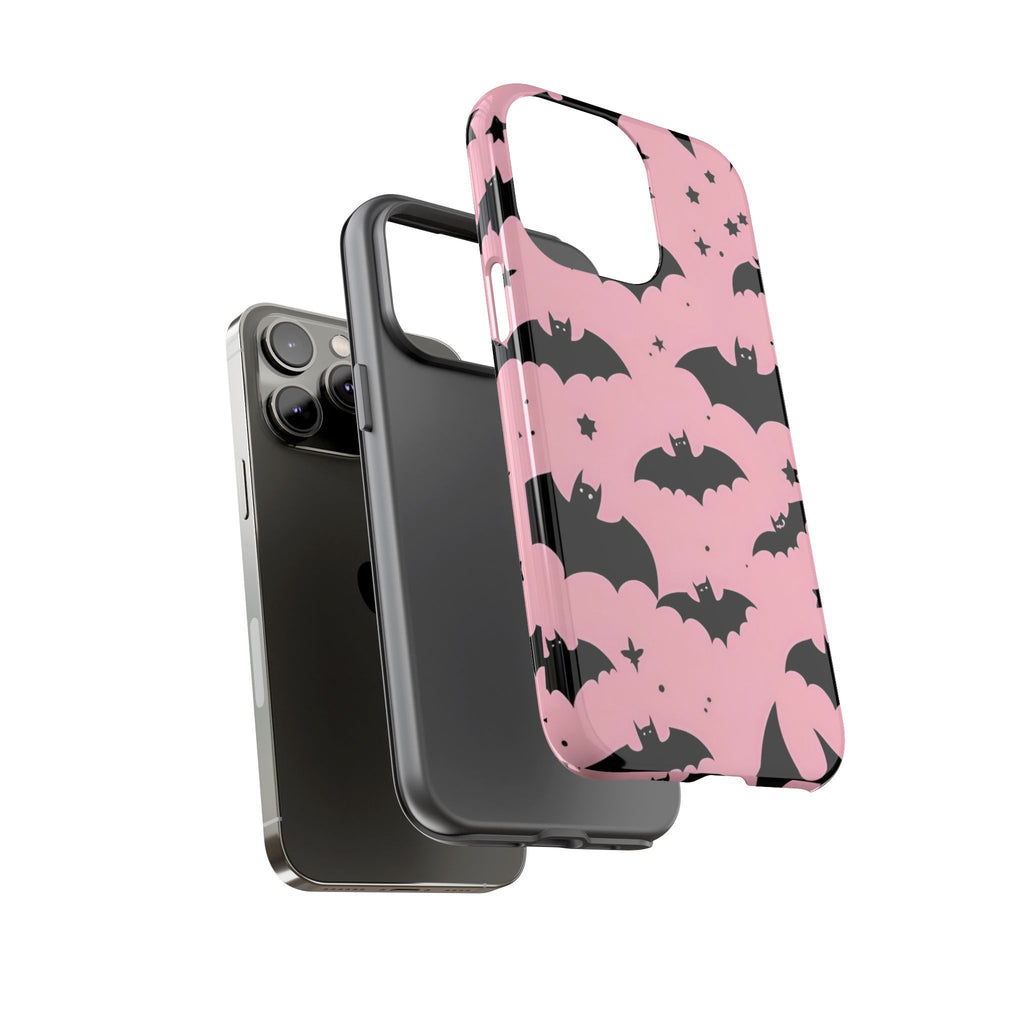 Pink Bat Pattern Tough Phone Case — Cute Halloween Bat Wings Design