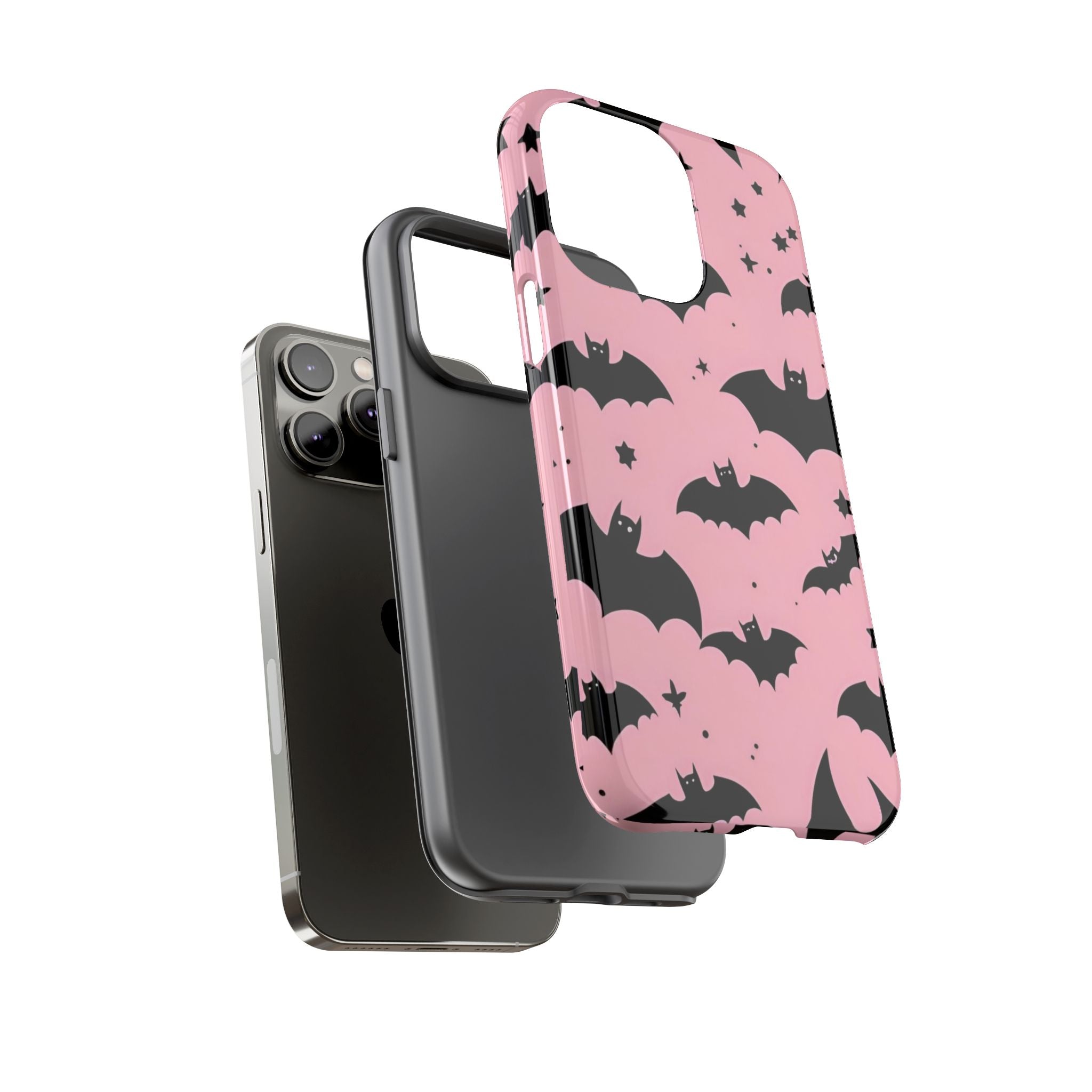 Pink Bat Pattern Tough Phone Case — Cute Halloween Bat Wings Design