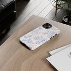 Phone Case — Blue Floral Sketch Tough Protective Case