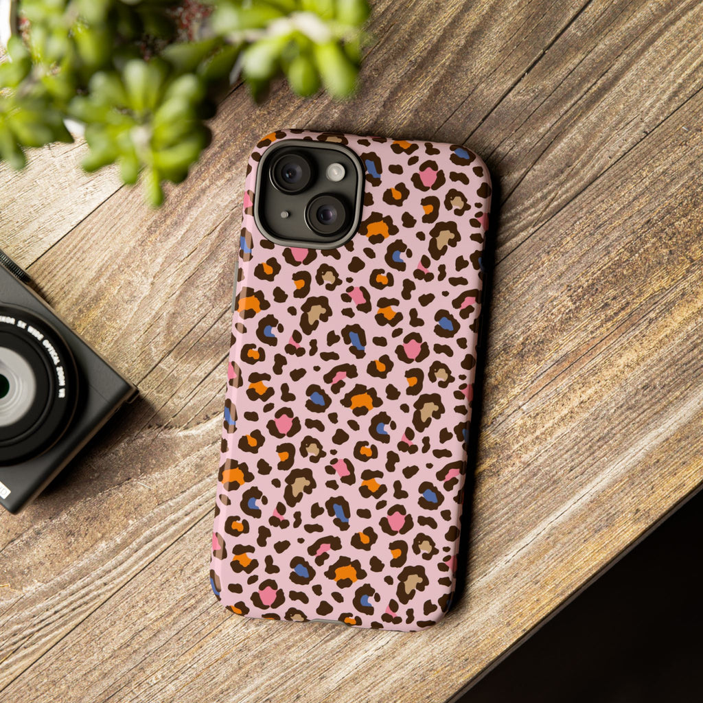 Pink Leopard Print Tough Phone Case — Durable Protective iPhone Cover