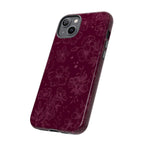 Burgundy Floral Tough Phone Case — Protective Hibiscus Pattern