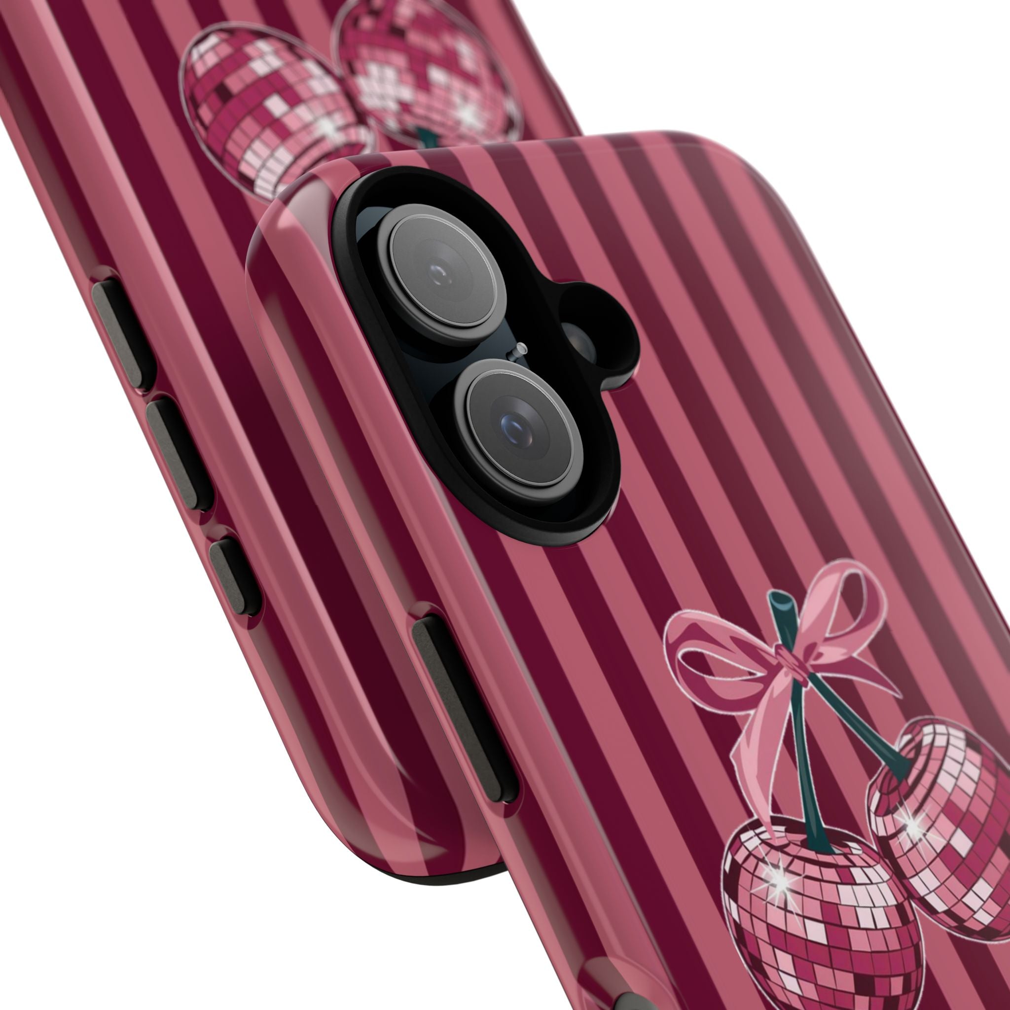 Cherry Disco Phone Case — Pink Striped Tough Case