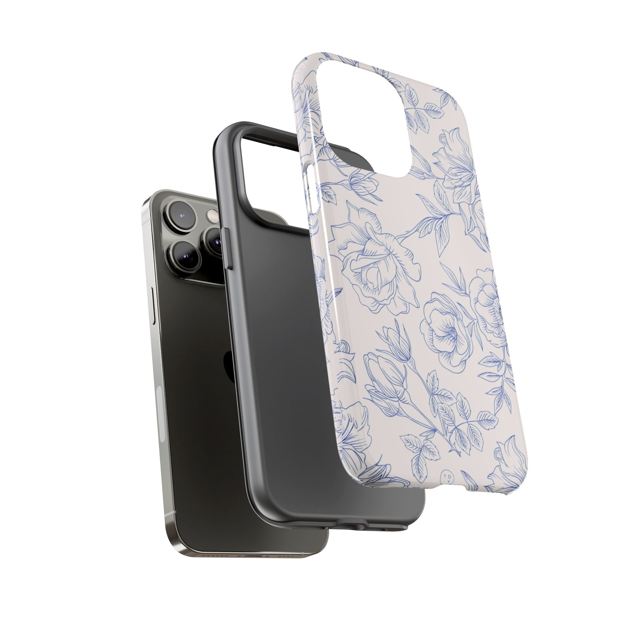 Phone Case — Blue Floral Sketch Tough Protective Case