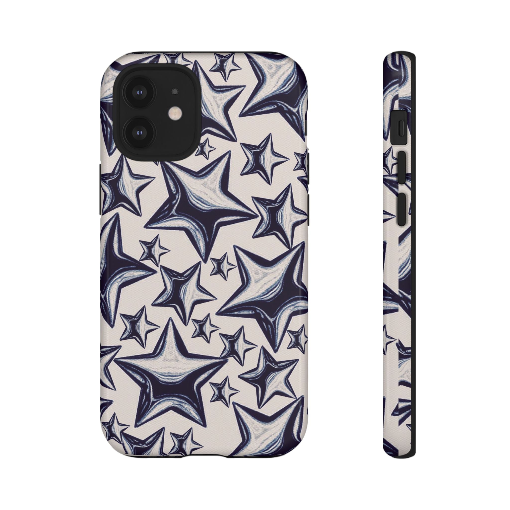 Star Sketch Tough Phone Case — Black & White Doodle Stars Protective Cover