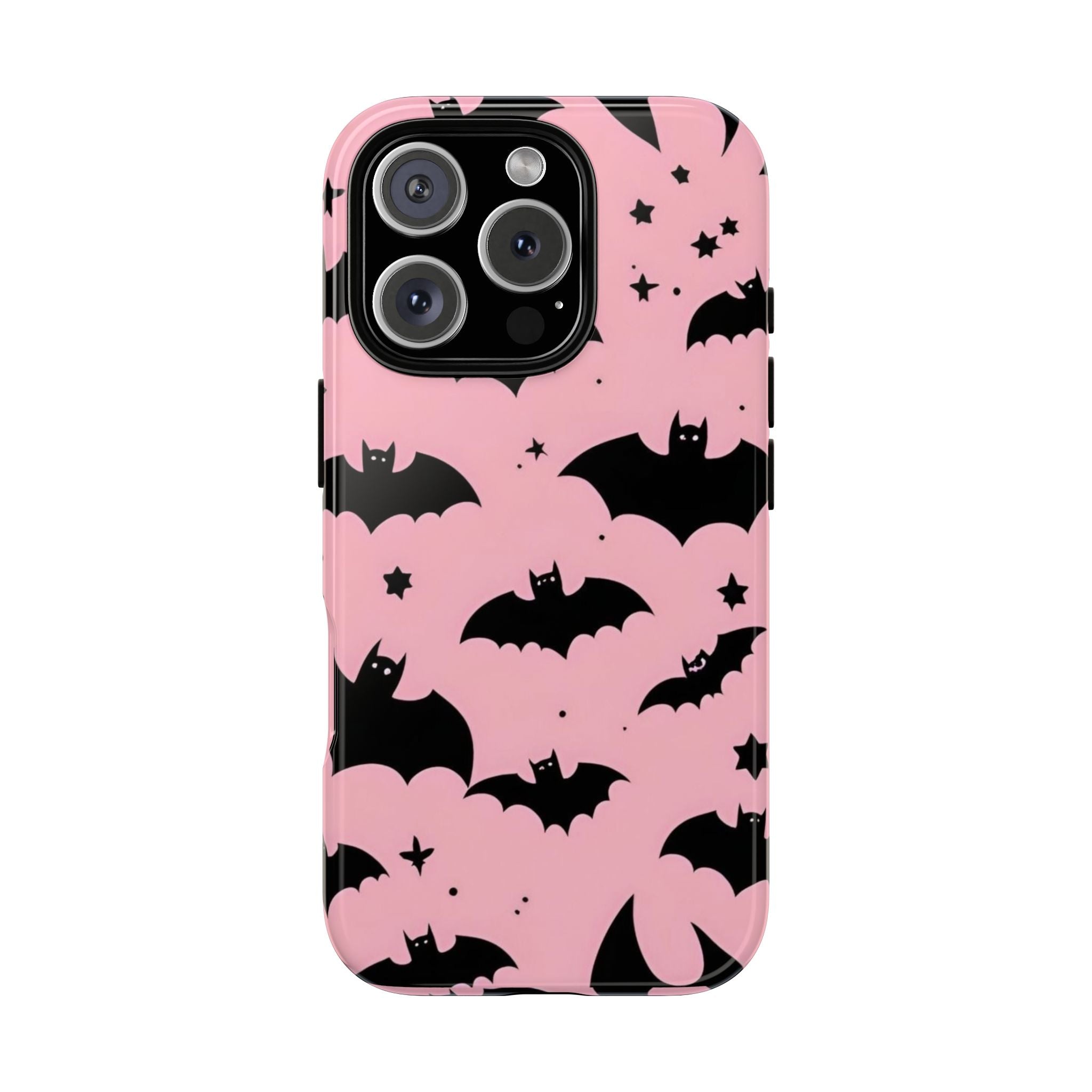 Pink Bat Pattern Tough Phone Case — Cute Halloween Bat Wings Design