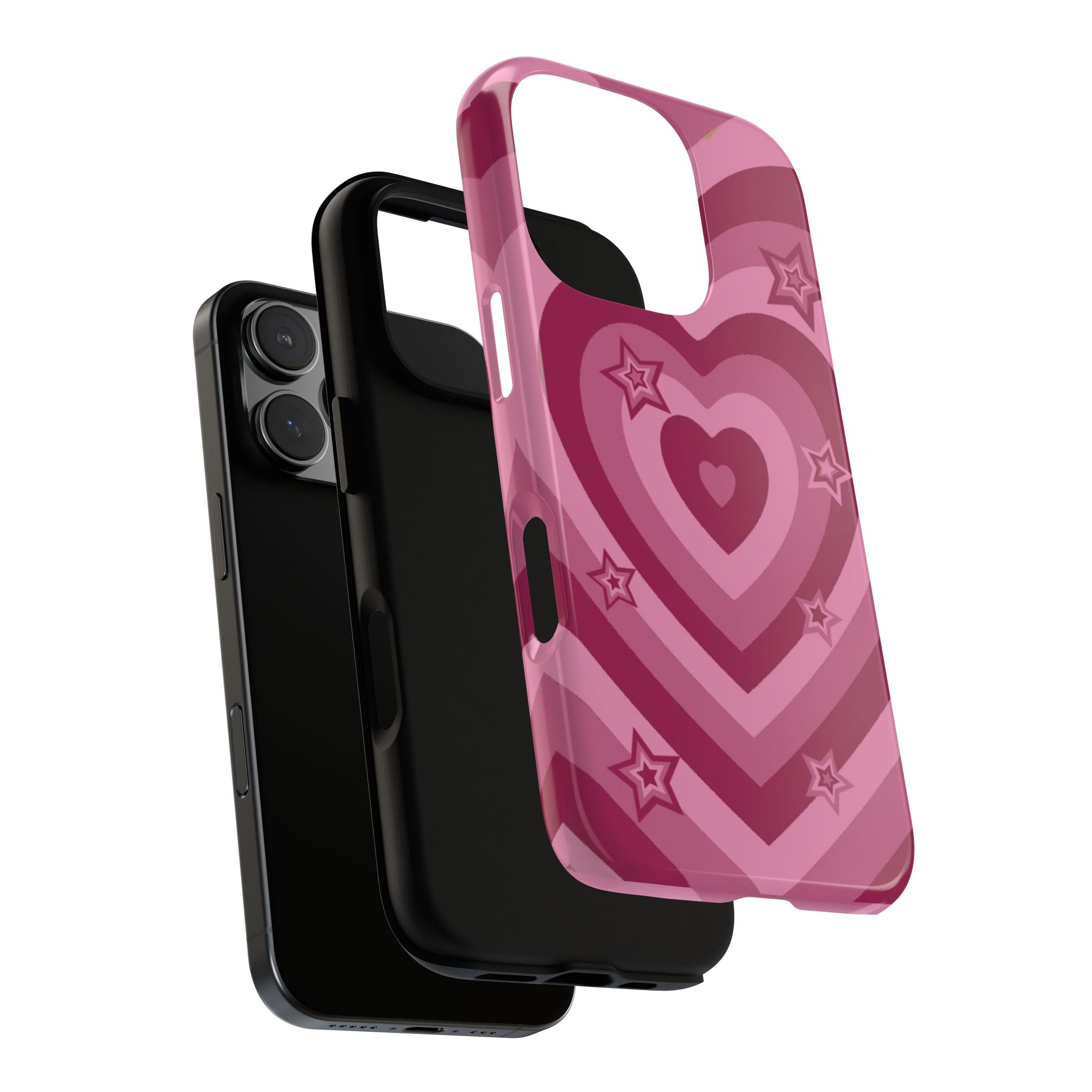 Pink Retro Heart Tough Phone Case – Star Accent Protective Cover