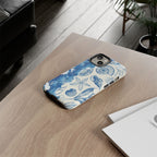 Ocean Shells Tough Phone Case — Blue Nautical Seashell iPhone Cover