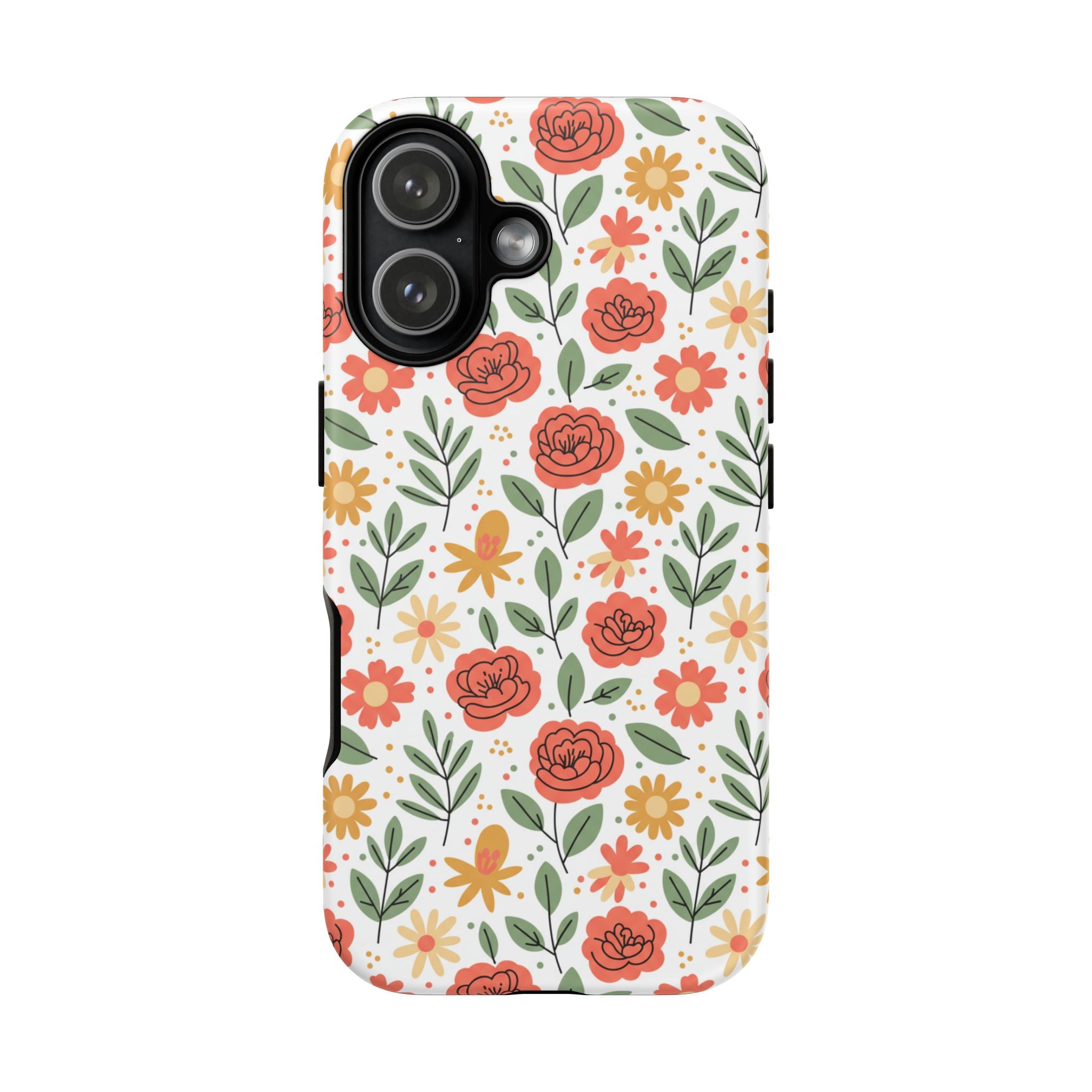 Floral Rose Pattern Tough Phone Case — Durable Garden-Inspired Protection