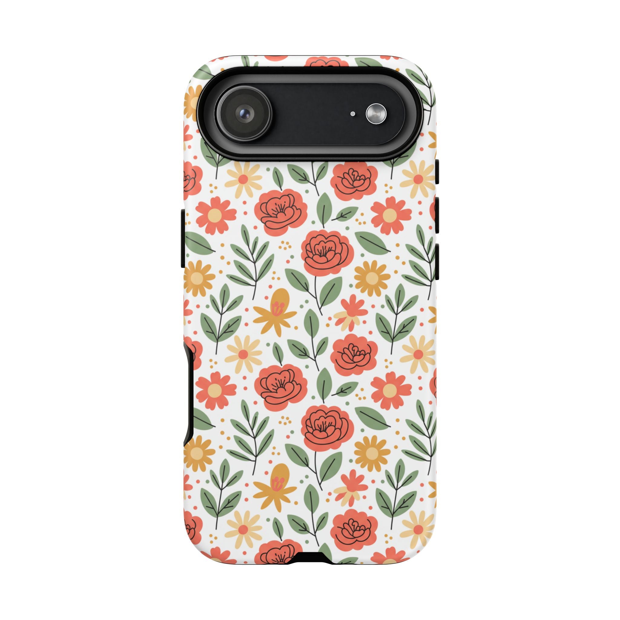 Floral Rose Pattern Tough Phone Case — Durable Garden-Inspired Protection