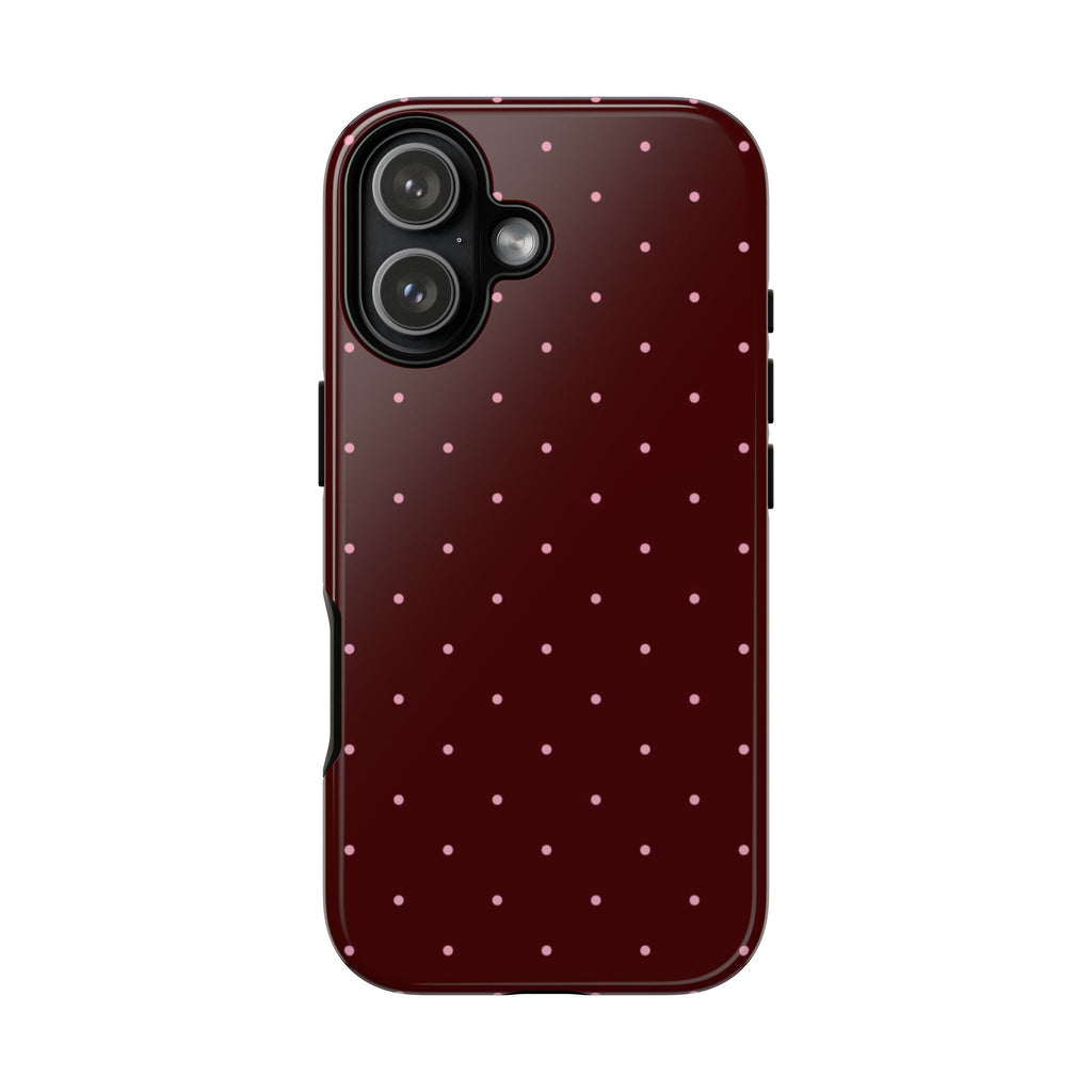 Maroon Polka Dot Tough Phone Case — Slim Protective iPhone Cover