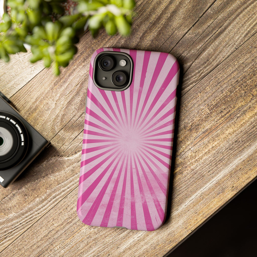 Pink Sunburst Tough Phone Case — Retro Radiant iPhone Cover