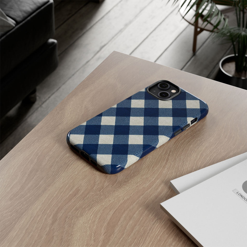 Blue Buffalo Plaid Tough Phone Case — Durable Protective iPhone Cover