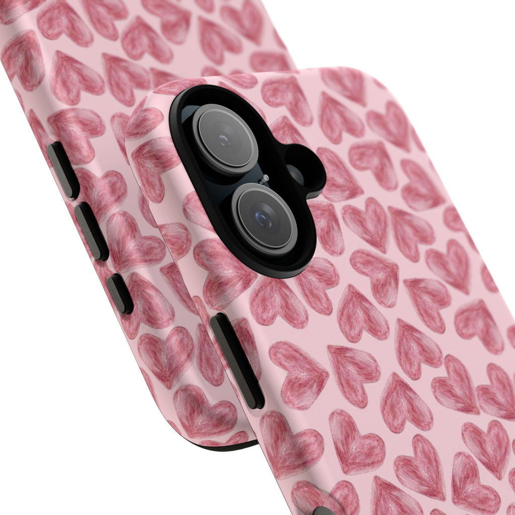Pink Watercolor Heart Phone Case — Tough Protective iPhone Cover