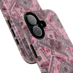 Pink Glitter Money Phone Case — Cash Pattern Protective Tough Case