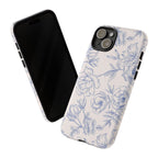 Phone Case — Blue Floral Sketch Tough Protective Case