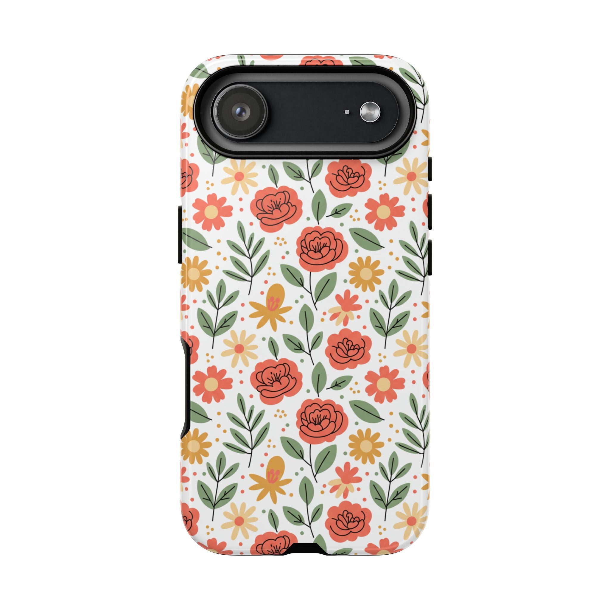 Floral Rose Pattern Tough Phone Case — Durable Garden-Inspired Protection