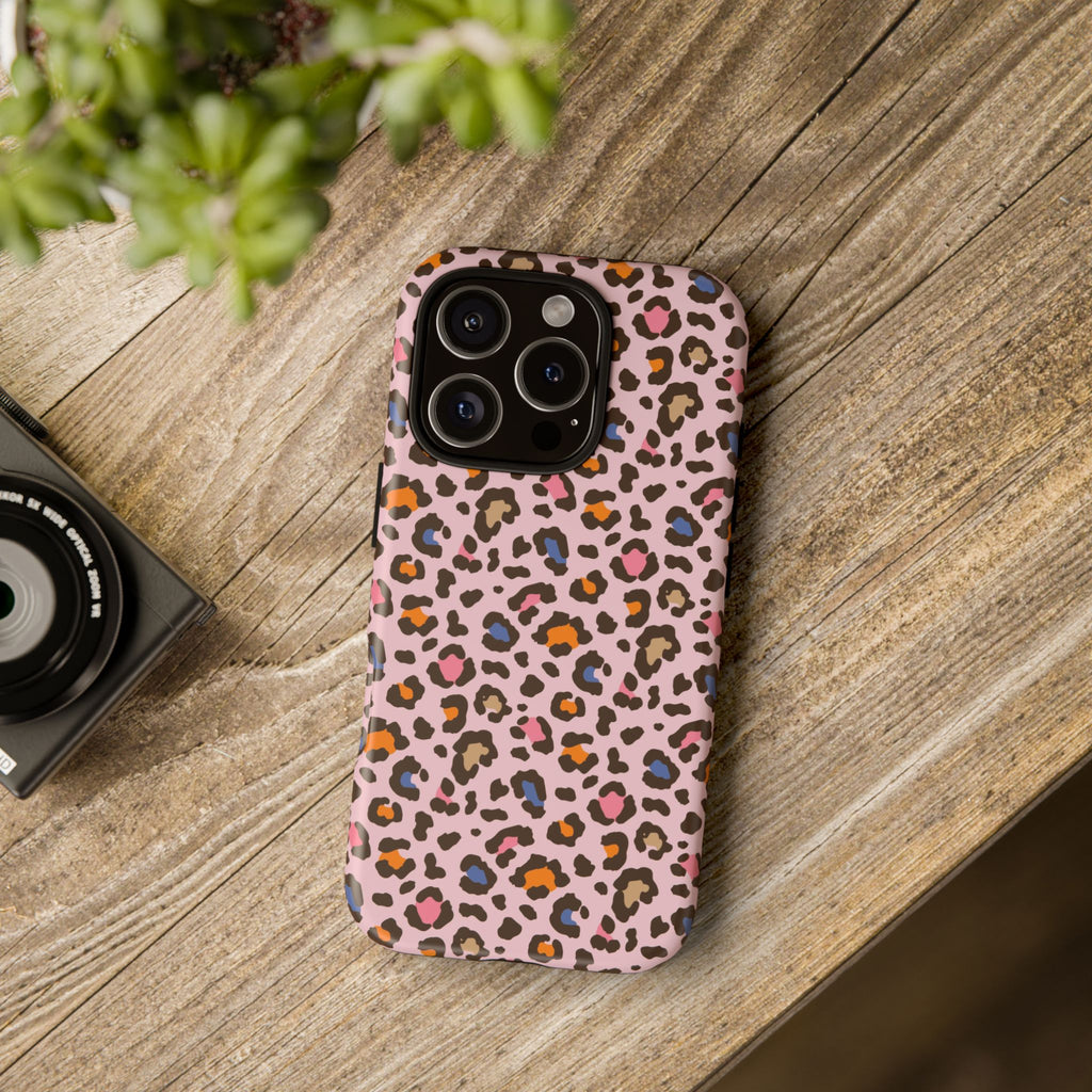 Pink Leopard Print Tough Phone Case — Durable Protective iPhone Cover